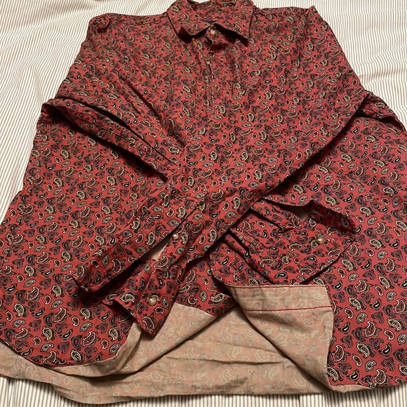 JCREW Mens Paisley Dress Shirt Pattern Men Red Tan Blue - Picture 2 of 5